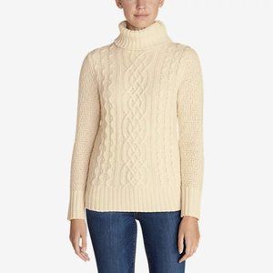 Eddie Bauer TALL Cream Cable Knit Sweater NWT